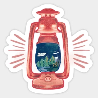 Red Lantern Camping in Nature Sticker